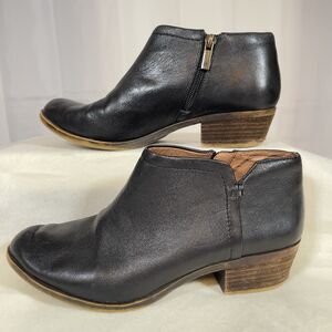 Lucky Brand Bardon 2 Ankle Bootie Stacked Heel Boots Black Leather Women’s 7 M